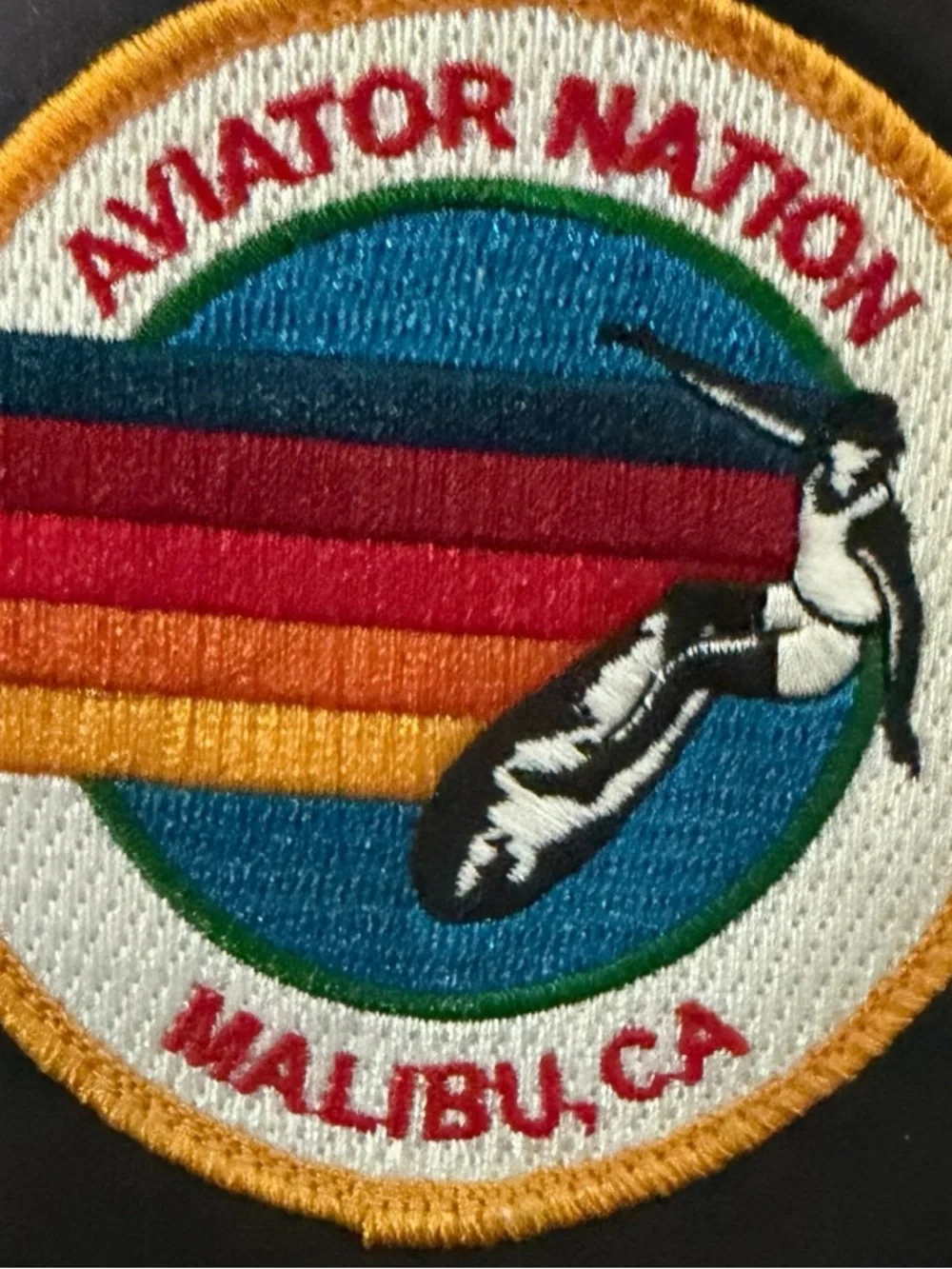 Aviator Nation Malibu CA Trucker Hat Black Mesh Snapback Rainbow Patch Cap - Picture 5 of 8